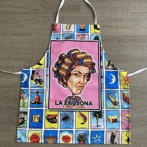 Vibrant One Sz Loteria Mandil Apron "La Enojona" Graphic with Front Pocket 1320